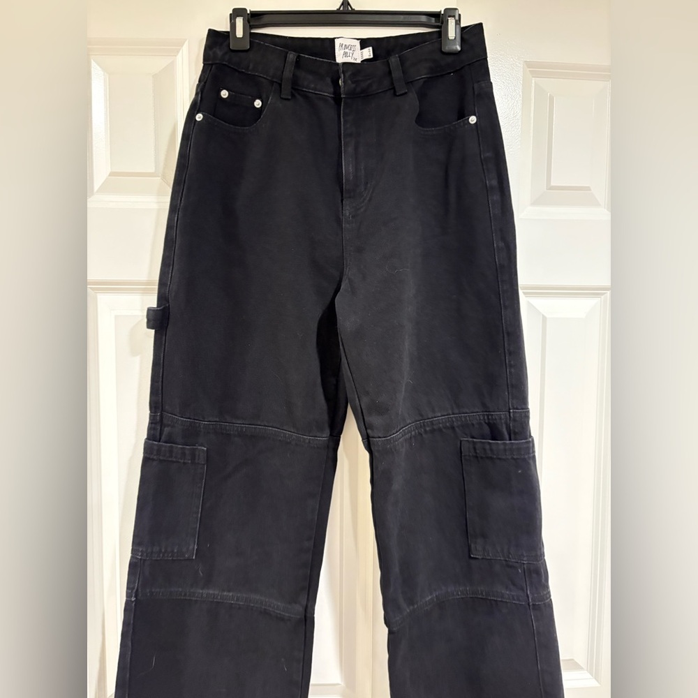 Princess Polly Wide Leg Cargo Black Pants Size 6 NWOT - Picture 2 of 6